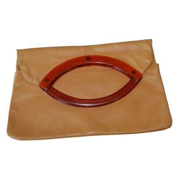 Vintage Handbags - Vintage 60s Tan Leather Roger Gimbel Accessories Small Convertible Purse Clutch